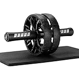 Bauchroller, Bauchtrainer Ab Roller, Bauchmuskeltrainer Ab Wheel Set für Core Workout und Muskelübungen mit Kniematte, Rutschfestes Doppelrad, Bauchmuskeltraining für Männer und Frauen