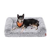 Feandrea FluffyHug Hundebett, Hundekissen Größe XL, Hundematte für mittelgroße und große Hunde, Hundesofa Noppenschaumstoff, Bezug abnehmbar und waschbar, 106 x 80 x 23 cm, Ombré-Grau PGW233G01