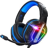 Fachixy FC200 Gaming Headset für PS4, PS5, PC, Xbox, Nintendo Switch, Gaming Headset mit Kabel und RGB Licht, Stereo Surround Kopfhörer mit Mikrofon, Noise Cancelling Headphones - BLAU