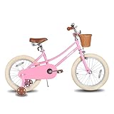 JOYSTAR 18 Zoll Kinderfahrrad für Kleinkinder 6-9 Jahre Mädchen, Mädchenfahrrad mit Stützrädern & Korb, Kinderfahrrad,rosa