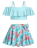 Arshiner 3 Stück Mädchen Bikini Sets Kinder BlumenTie Dye Badeanzug Sommer Strand Bademode Set Surfen Badeanzüge für Kinder Blau 140