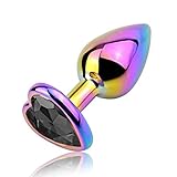 Analplug Anfänger Frau Klein Metall Butt Plug Anal Trainer Luxus Bunte Herzform Juwel Analsexspielzeug für Frauen Männer Paare Roluck (Schwarz, S)