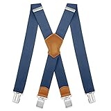 Dresime Hosenträger für Herren mit 4 starken Clips 4cm breit, X Form elastisch einstellbar Länge für Männer und Damen Overalls Jeans, Arbeitshosen, Jumpsuits, Motorradhosen, etc.