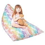 decalsweet Einhorn Aufbewahrung Sitzsack Kinder Faltbar Extra Groß Spielzeug Stofftier Aufbewahrung für Mädchen Jungen Sitzsack-Stuhlbezug für Lagerung Kinderzimmer Bunte(Nur Tasche)