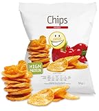 EASIS High Protein Chips Papricka, Protein Snack, Reich an Ballaststoffen, 60% Weniger Fett, Perfekter Fitness Snack, 50g