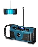 UEME DAB Plus Radio Baustellenradio Mit Akku,Outdoor Radio Mit Bluetooth, DAB+, FM Und Aux, Inklusive DC Netzkabel (Blau)