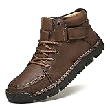 VOSMII Stiefel Echtes Leder Herren Stiefeletten Bequeme Plattform Wanderstiefel Weiches Leder Büro Business Stiefel Turnschuhe(7.5)