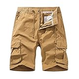 UnoSheng Freizeit Jogging Cargo Baumwolle Herren Sommer Shorts Shorts Vintage Sport Herrenhose Shorts Herren Camouflage (Yellow, XXXL)