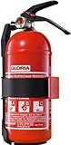 GLORIA 1 kg Pulver-Feuerlöscher für Kfz, Werkstatt, Boot, Küche oder Garage # mit Manometer # Kfz.-Halter und Sicherheitsspannband