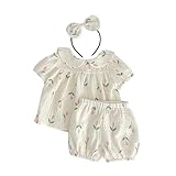 POPETPOP Neugeborene Mädchen Baumwoll Strampler Kurzärmelig Atmungsaktiv Sommer Babybekleidung Komfortabel für Empfindliche Haut