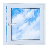 LORAC | Kunststofffenster weiß 800x800mm, 80x80cm, PCV, DIN Rechts, kippbar & ausstellbar, 2-fach Verglasung, energiesparend – Fenster mit CE-Zertifikat für Keller und Wohnung