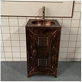 RDIAYDN Einbau-Waschbecken Mit Stehendem Unterschrank In Schmiedeeisen Industriestil, Bathroom Sink, Standwaschtisch, Waschbeckenunterschrank,C