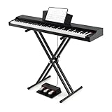 KOMFOTTEU Digitalpiano mit 88 Tasten, Klaviertastatur mit 2 Lautsprechern, 3 Pedalen, Notenpult und Ständer, Tragbares elektrisches Piano mit USB/MIDI/MP3 (Schwarz)
