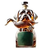 Whiskyglas mit Gravur Jagdhund, Witzige Whiskeykaraffe aus Gla mit Jagdhund, Niedliche Whiskeykaraffe mit Tiermotiv, Kreative Whiskeyflasche Entenwelpen Streichmotiv, für Als Whiskeygeschenk Männer