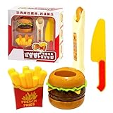 Schnelle Food-Spiele, simuliertes Hamburger-Pommes-Set, 17,5 x 17,5 x 7,5 cm, ähnelt einer Snack-Mahlzeit aus Kunststoff, Lernspielzeug-Set | Zubehör