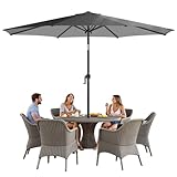 4smile Sonnenschirm 300 cm, mit UV 50+ Schutz – großer Sonnenschirm großer für die Terrasse, mit Kurbel, 3 m Durchmesser, kippbar um 45°, flexibel und neigbar für ganztägigen Sonnenschutz, Anthrazit