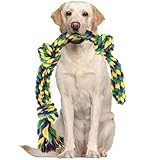 RIO Direct Hundespielzeug Seil für große Hunde, 70cm/27,56inch, XL Tau/Hundeseil Spielzeug mit 3 Knoten/Ball,Weihnachtsspielzeug für mittelgroße und große Hunde,zum Beißen, Tauziehen, Zähneputzen