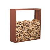prima terra Kaminholzregal Kaminholzunterstand Brennholzregal Kaminholz Aufbewahrung Bausatz Edelrost Maße 118x118cm Tiefe 35cm