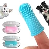 PawsOnly Fingerzahnbürste Hund Katze | Set von 2 | Aufbewahrungsbox | Silikon | Zahnpflege | Zahnreinigung | Zahnbürste für Hund Katzen Kleine | Hundezahnbürste | Hunde Zahnbürste (Blau + Rosa)