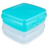 Tupperware Eco+ Sandwich-Box 1x hellblau + 1x türkis Brotdose Pausenbrot Brotbox (inkl. 1x Bio Saatgut)