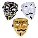 Anonymous Masken-set 3tlg In Gold, Schwarz & Weiß | Halloween Maske | Haus Des Geldes Maske | Maske Kostüm | Anonymous Maske | Game Master Maske | Joker Maske | Cro Maske | Vendetta Maske