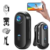 Baobylon Action Cam 1080P mit 64G Speicherkarte,Mini Sportkamera WiFi,Unterwasserkamera,Freihand-POVs,Überall Anbringbar,Helmkamera Motorrad Fahrrad Bodycam Körperkamera,Mini Kamera, Schwarz