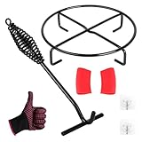 LALAGO Dutch Oven Untersetzer, Ø 20 cm Ständer, Untergestell, Deckelheber Haken, Feuertopf Deckelheber, Mit Isolierhandschuhe, Für Potjie, Kessel, Töpfe