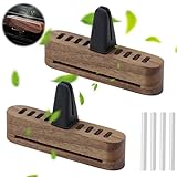 XEERUN 2 Stück Auto Aromatherapie Ätherisches Öl Diffusor, Auto Parfüm, Auto Duft Holz, Auto Lufterfrischer, Auto Aromatherapie Vent Clip, Auto Zubehör Innenraum, Auto Vent Diffusor