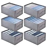 ROLLWAY 6er Schrank Organizer Kleiderschrank Ordnungssystem Stapelbar, Stabile Schrankorganizer Kleideraufbewahrung & Organisation Kleider Ordnungsboxen für Hosen, Jeans, Tshirts, Kleidung, Hemden