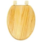 Toilettendeckel aus Holz, Dicker Wc Deckel aus Massivholz, Klobrille mit Absenkautomatik für V-Förmige und U-Förmige Toiletten, Robust und Bequem(V shape)