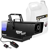 BeamZ RAGE1000SNOW Schneemaschine mit 5 Liter Flüssigkeit, Sehr Kräftig,1000 Watt Schnee Maschine mit Fernbedienung, Snow Machine mit Schneefluid, mini Schneekanone Garten, Winter Simulation