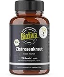 Zistrosenkraut Bio 150 Kapseln - Cistus Incanus - graubehaarte Zistrose - ohne Zusatzstoffe - Abgefüllt und kontrolliert in Deutschland - Biotiva