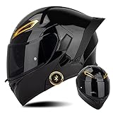 Bluetooth Motorradhelm ECE-geprüfter Klapphelm Modulare Helm Erwachsene Damen und Herren mit Doppelvisier, Lautsprechermikrofon Geräuschunterdrückung Multifunktional Bluetooth