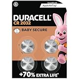 Duracell CR2032 Knopfzellen, CR 2032 Lithium Knopfzelle 3 V (4 Stück), ideal für z.B. Autoschlüssel, Waagen, Fitnesstracker, medizinische Geräte