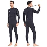 Neoprenanzug Herren Neopren Thermo Schwimmanzug - 3MM UV Schutz Damen Tauchanzug Lange Ärmel Rückenreißverschluss Ultra Stretch Schwarz Wetsuit Outdoor Taucher Badeanzug für Schnorcheln Schwimmen XXL