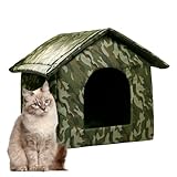 Warmes Katzenhaus, wasserdichter Outdoor-Kätzchen-Unterschlupf, wetterfest, Winter, isoliert, Haustierhöhle, zusammenklappbares Hundezeltbett mit Haustier-Pad, Outdoor-Welpen-Unterschlupf für alle