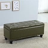 Aufbewahrungsbank mit gepolstertem Sitz, multifunktionale Schuhtruhe und Ottomane, versteckter Stauraum für Eingangsbereich, Schlafzimmer, Wohnzimmer, 120 x 40 x 42 cm, Dunkelgrün