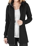 CMTOP Damen Sweatjacke Hoodie Kapuzenpullover mit Zipper Sweatshirt Jacke Langarm Pullover Kapuzenpulli Outwear Kapuzenjacke Herbst Winter(Schwarz,XXL)