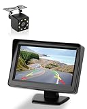 SUPAREE 4.3' 1080P Rückfahrkamera mit Monitor Einparkhilfe hinten Kamera Rückfahrkamera nachrüsten mit Kabel mit TFT LCD Monitor und Zigarettenanzünderschalter für Transporter LKW SUV IP68 Wasserdicht