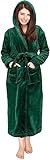 NY Threads Frauen Fleece Kapuzen-Bademantel - Plüsch Lange Robe, Grün, Medium