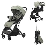Novi Baby® Travel Go Basic Buggy, Leichter Kinderwagen, kompakter Einhandbuggy, einfach zusammenklappbar, mit verstellbarer Rückenlehne und Ablagekorb, speziell für Flugreise (Grün)