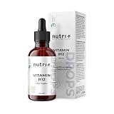 Nutri + Vitamin B12 Tropfen 50 ml hochdosiert + vegan - B 12 Flüssig 500 µg - Drops mit bioaktivem Methylcobalamin & Adenosylcobalamin ohne Alkohol