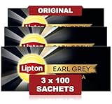 Lipton Tee, Schwarzer Tee, Earl Grey, Reich an Geschmack und Aroma, Rainforest-Alliance zertifiziert, pflanzenbasierte Teebeutel, 3er Pack, 300 Teebeutel
