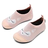 IceUnicorn Hausschuhe Kinder Atmungsaktive Pantoffeln Leicht Rutschfest Turnschläppchen Hüttenschuhe Jungen Mädchen Slippers für Kindergarten(B05 Fuchs Rosa,24/25EU)