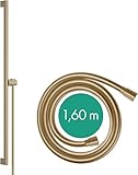 hansgrohe Brausestange Unica S Puro, Duschstange 90cm mit Brauseschlauch Isiflex 160cm und Easy Slide Duschkopfalterung, Brushed Bronze