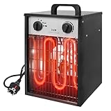 NAIZY Elektroheizung 3KW Heizlüfter 220V Heizgebläse Heater Heizungslüfter mit Thermostat & 4-Heizstufen Elektroheizer Überlastschutz Werkstattheizung Bauheizer, für Garagen, Werkstätten (Schwarz)