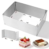 yolzhxe Backrahmen Rechteckig Verstellbar, 28x18 a 52x32 cm Backrahmen Rechteckig mit Teiler, 10 cm Hoher Edelstahl Kuchenform Eckig zum Backen und Zubereiten von Moussetorten