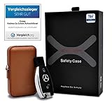 EXEEP® Keyless Go Schutz Autoschlüssel - TÜV geprüft - Zuverlässige Funkschlüssel Abschirmung - RFID Blocker Schlüsseletui Echt-Leder - Auto Diebstahlschutz Box - Designed in Germany - Braun
