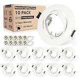 Allesgute 10er Einbaustrahler GU10 Rahmen 68mm, Matt Weiß, LED Spots 230V 360°Schwenkbar, Rund Einbaurahmen Deckenspots Inkl. GU10 Fassung für LED oder Halogen Leuchtmittel