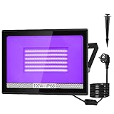 NATPOW UV Schwarzlicht, 100W LED Strahler 395 nm Ultraviolett Flutlicht Scheinwerfer Blacklight mit P66 Wasserdicht Schwarzlichtlampe für fluoreszierende Party, Disco, Halloween, Bar(1 pack)